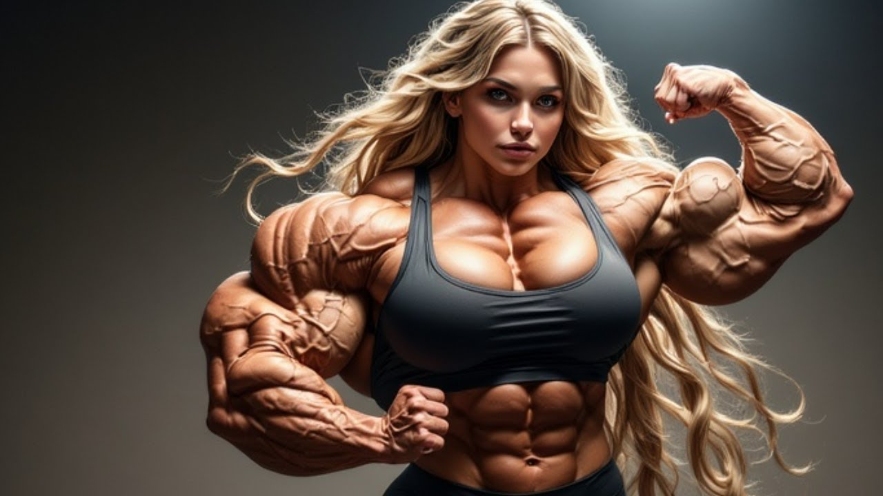 FEMALE BODYBUILDER WITH STRONG BICEPS : ALESYA