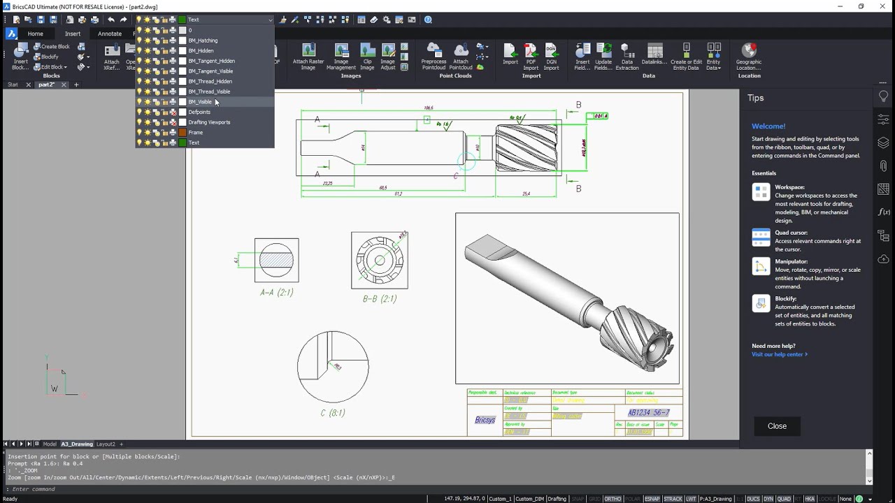How to Create a 2D Drawing from an Import - 3D Model to 2D Drawing Workflow P3 - BricsCAD Mechanical