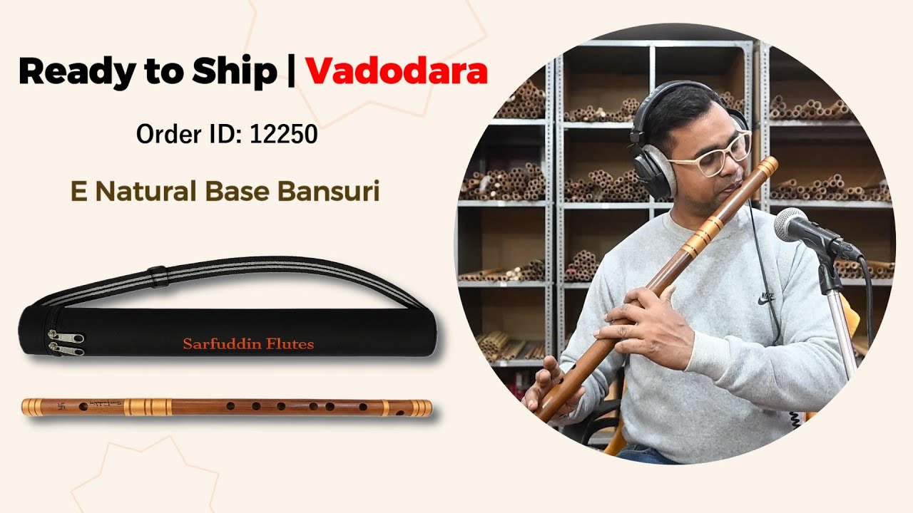 Ready to Ship Vadodara , Order Id 12250 , Scale- E Natural Base 30 inches Fry Bamboo Flute Bansuri
