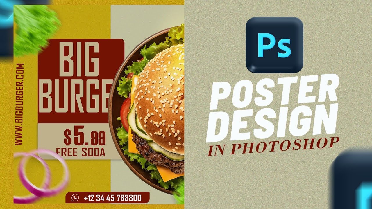 Create a BIG BURGER Poster in Photoshop | Easy Food Ad for Social Media