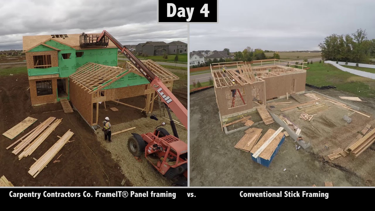 Carpentry Contractors Panel Framing vs Traditional Stick Framing Time Lapse