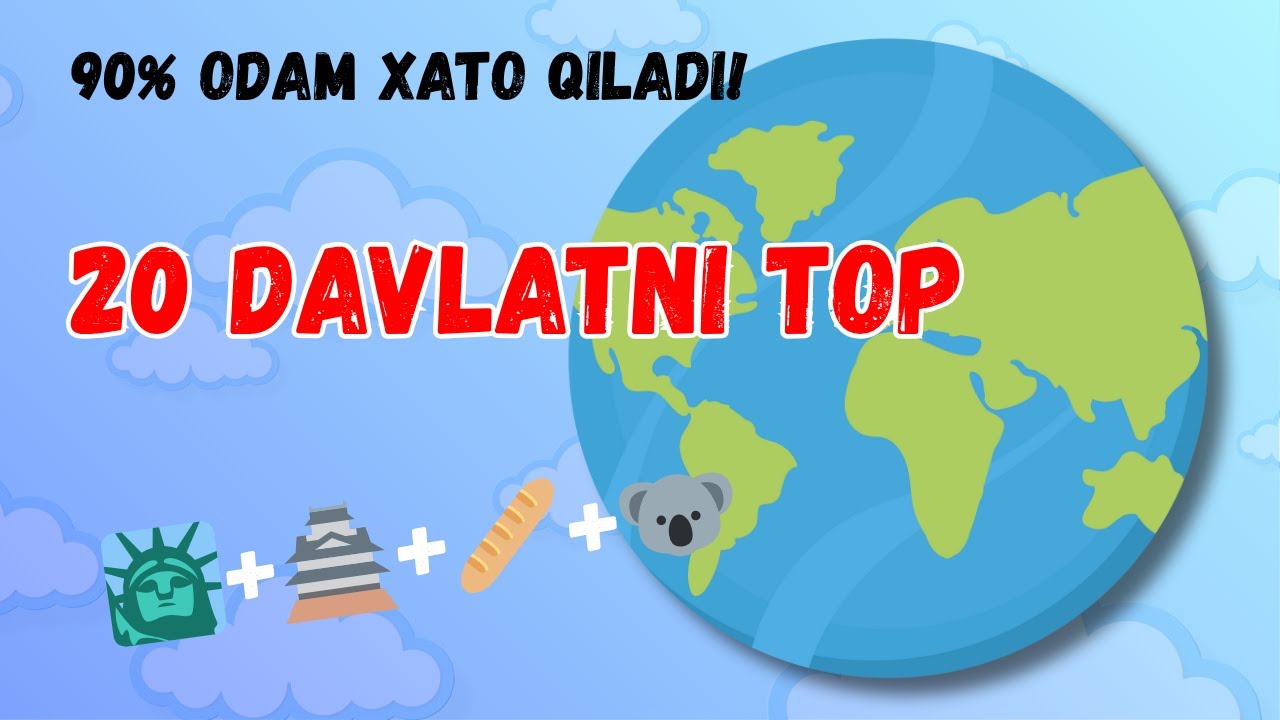 20 DAVLATNI EMOJILAR BILAN TOP! 🌍 90% Odam 5-Savolda Adashadi!