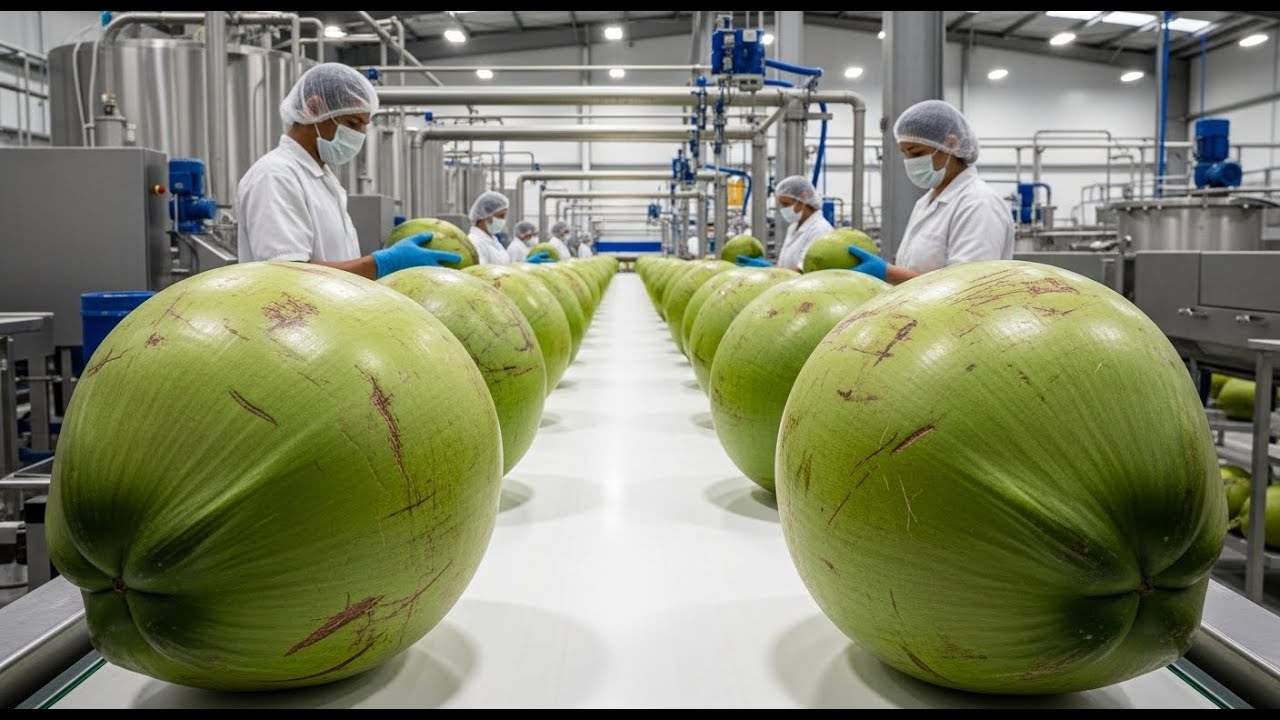 Inside the Coconut Milk Factory: From Fresh Coconuts to Creamy Bottled Coconut Milk (Full Process)