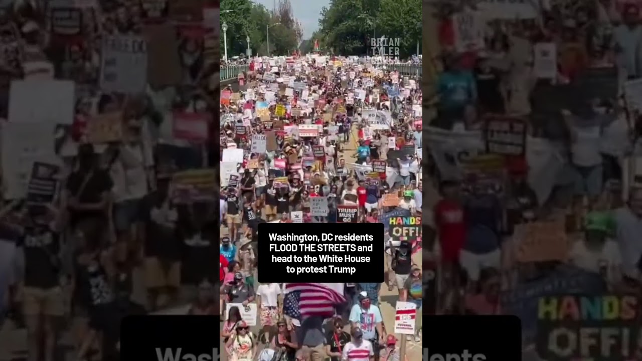 Washington, DC residents FLOOD THE STREETS and head to the White House to protest Trump