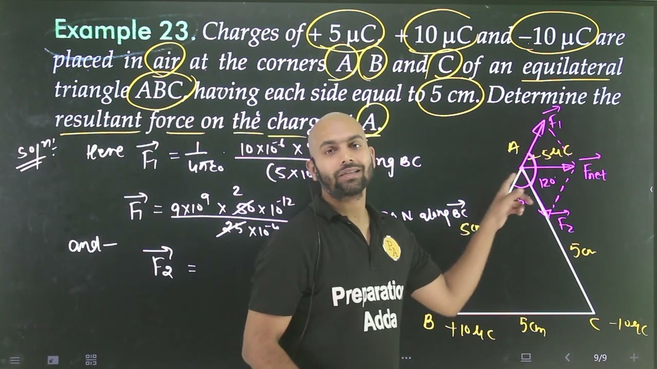 Ex-23 Electric charges and field : Charges of +5uC,+10uC are placed in air at the corner A,B and C o