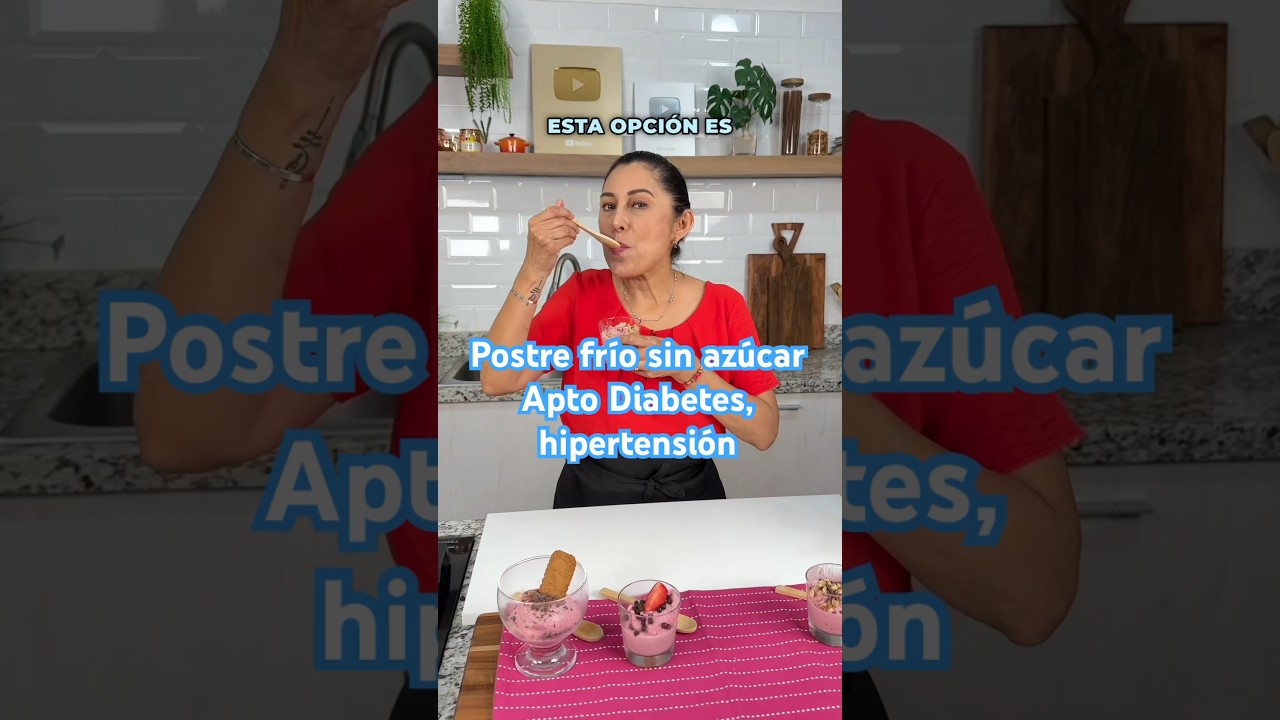 Postre Fr&iacute;o, sin az&uacute;car, sin harina. CREMOSO DE FRESA 🍓 Apto Diabetes, Menopausia, keto #shorts