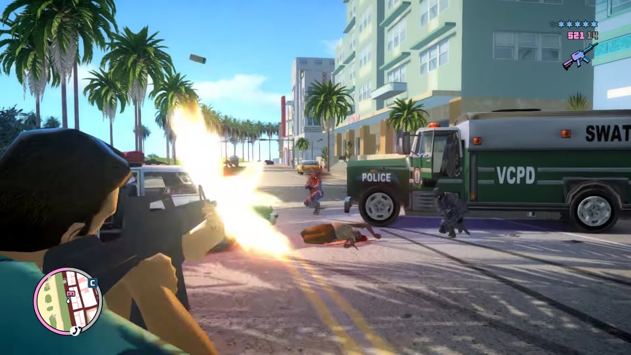 GTA Vice City Nextgen Edition - Epic Six Star Cop Shootout & Escape