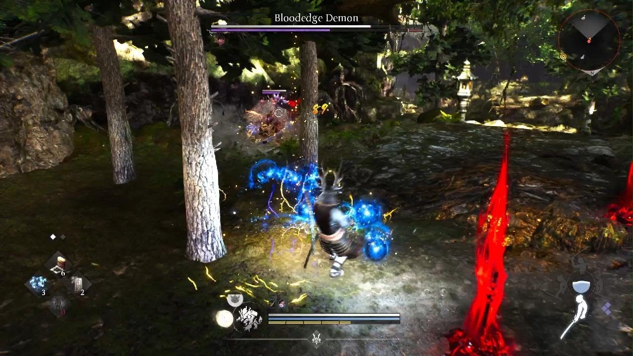 Nioh 3_Bloodedge Demon boss fight cheese method using severing spin sword skill