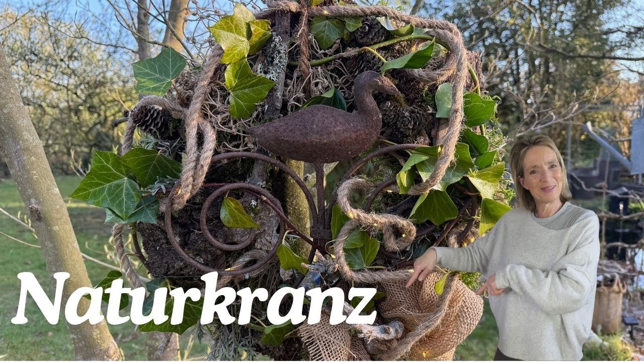 DIY Naturkranz mit natürlichen Fundstücken aus der Natur 💚 Türkranz im Shabby Look