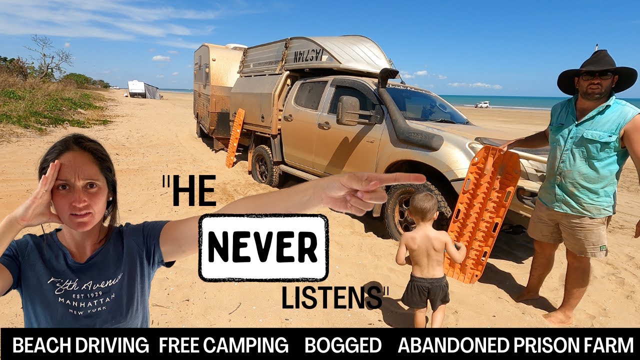 Free BEACHFRONT CAMPING with the CARAVAN in the NT/ 4X4 BOGGED! - Gunn point /Berry springs EP31