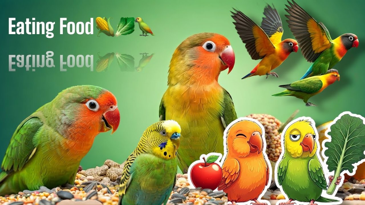 Lovebirds Eating Food 🥬🌽| Smart lovebird Parrot #lovebird #parrot #birdslover
