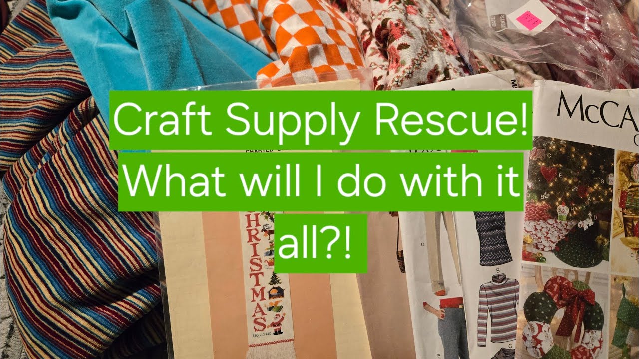 Thrifted Craft Supplies! Fabric, cross stitch, holiday decor 