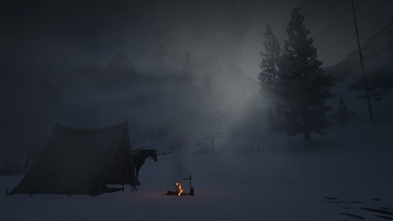 Red Dead Redemption 2 Hunting and Camping in the Snowy Mountains Free Roam