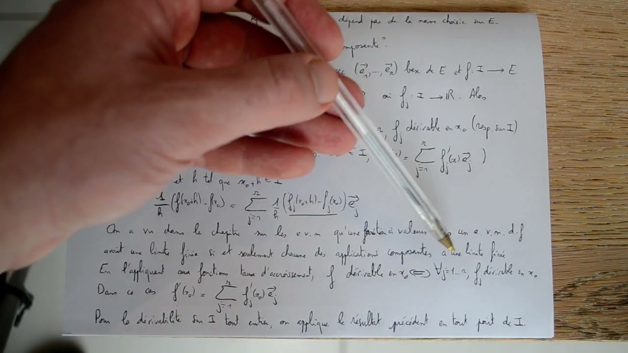 1 Définition et caractérisations d'une fonction vectorielle dérivable