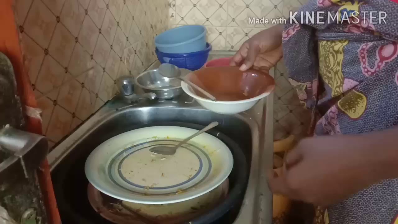 African Nigerian Girl washing dishes/plates ASMR