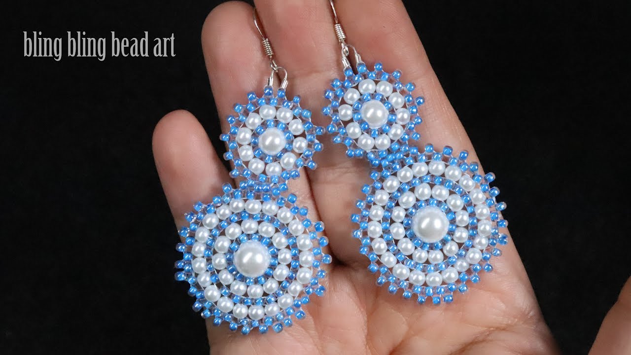 آموزش موتیف  زیبا و ساده برای گوشواره و پلاک فقط با منجوق و مروارید Beaded motief tutuorial