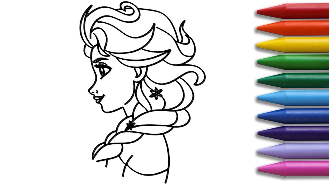 How to draw Beautiful Princess Elsa from frozen for kids Easy Drawing Painting tutorial  DrawColor 