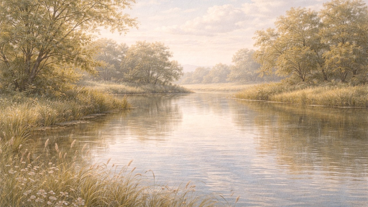 Light & Airy Pond with Reeds Oil Painting for Frame TV | 4K Wall Art | No Sound (3 Hours)