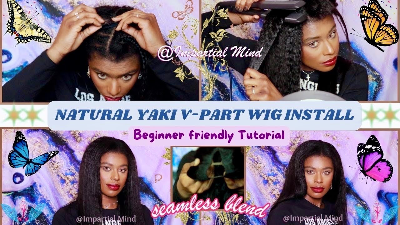 💖Natural Looking V-Part Kinky Straight Wig Tutorial|Natural & Relaxed Hair