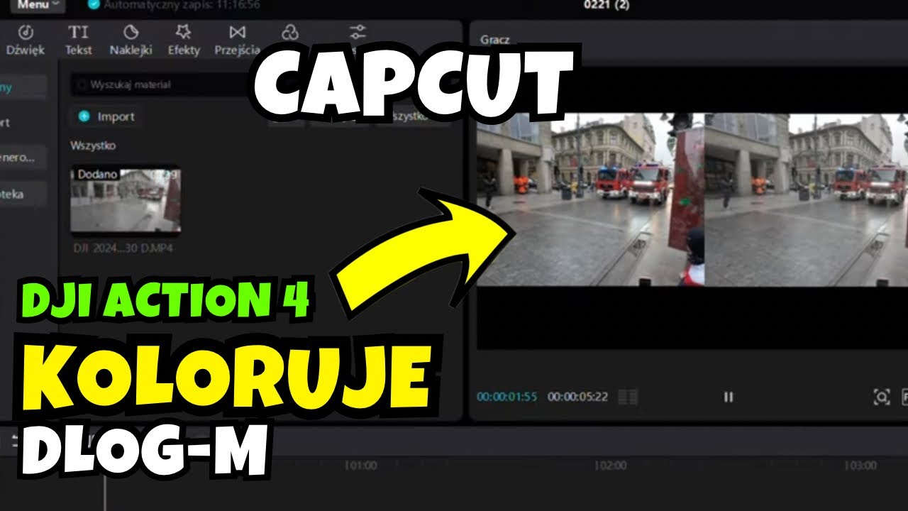 Jak pokolorować Dlog-M w aplikacji CapCut? Dji Osmo Action 4