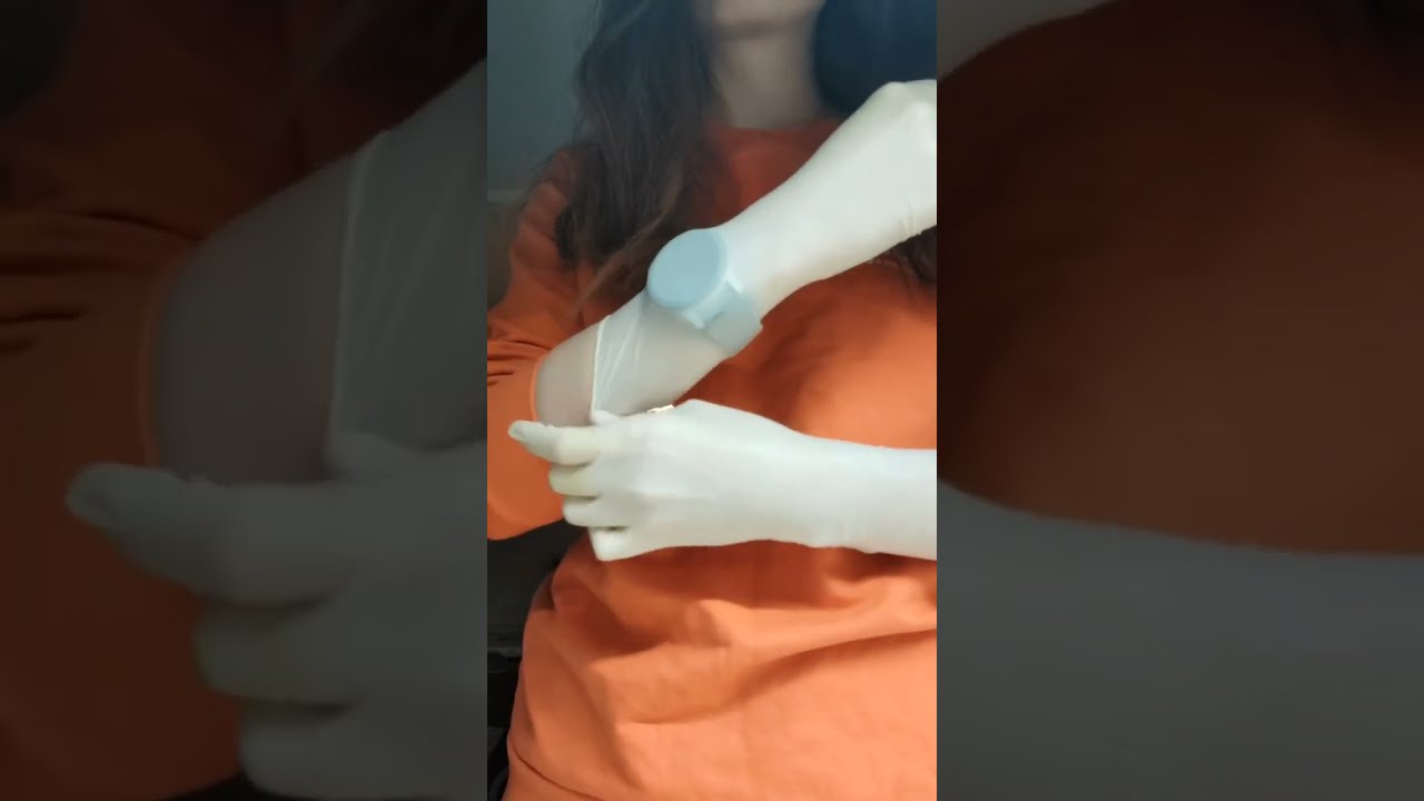 Putting on Tight Surgical Latex Gloves (size 6)