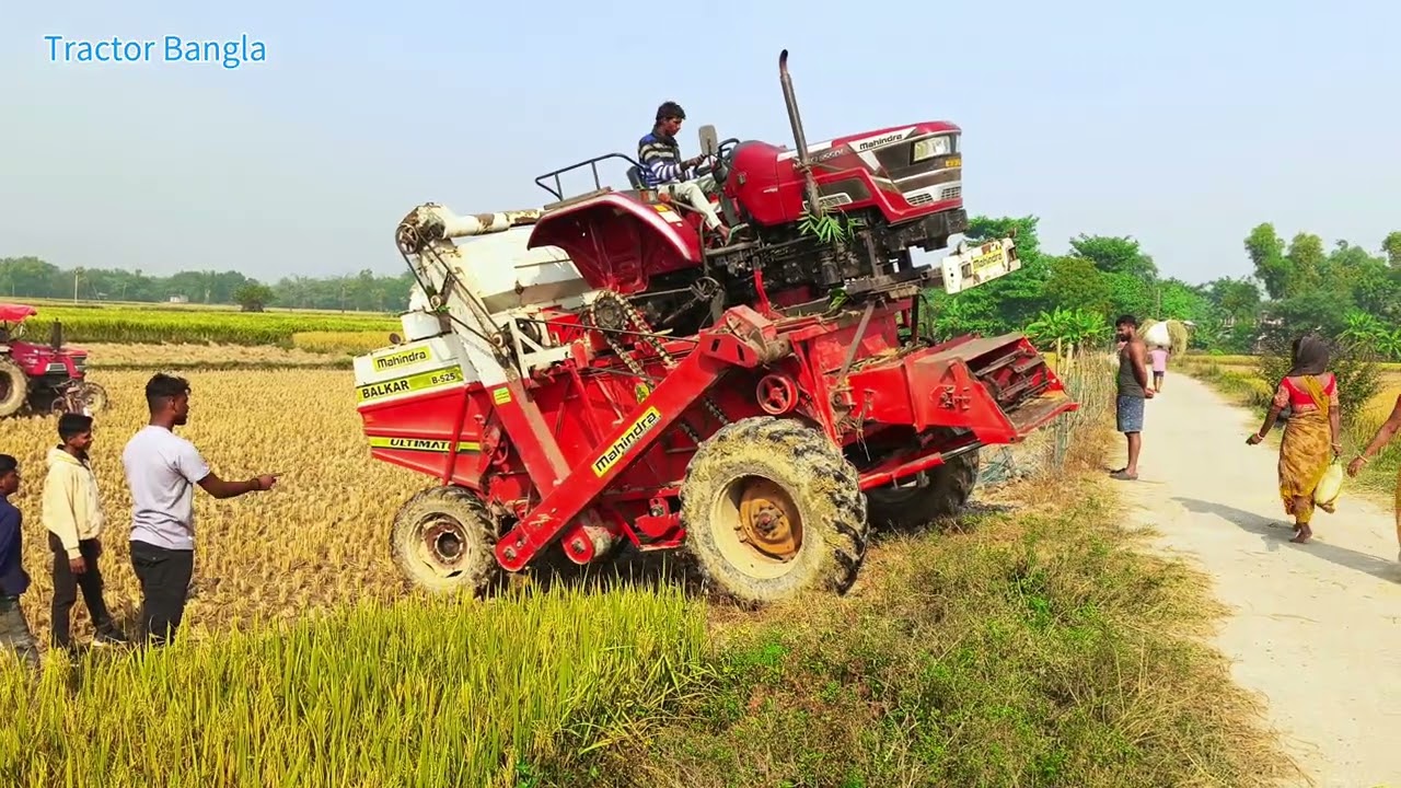ধান কাট গাড়ি। mahindra 655 Di 4wd🛑 Tractorvideo