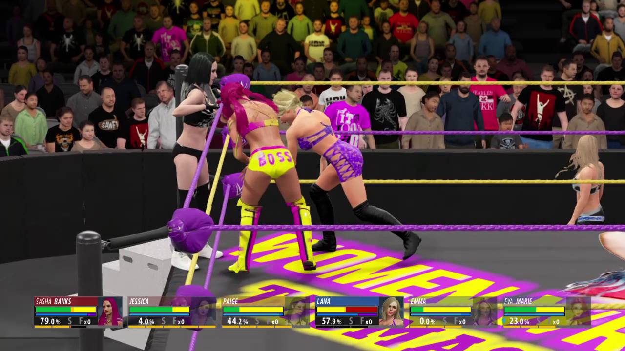 WWE 2K16 Paige & Jessica & Sasha Banks vs Lana & Eva Marie & Emma [Request Match #1]