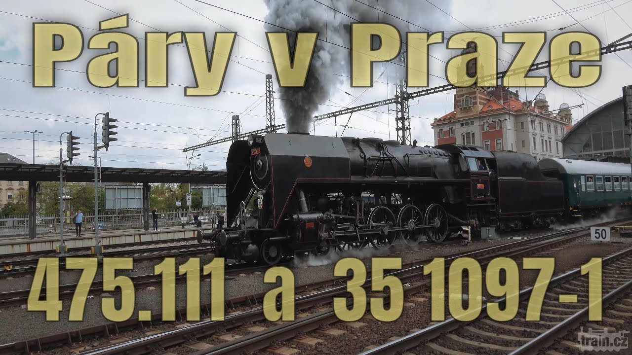 Parní lokomotivy 475.111 a 35 1097-1 v Praze, 13.5.2023