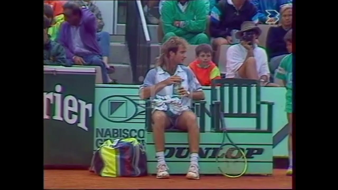 Roland Garros 1989 1R Agassi vs J.Carlsson