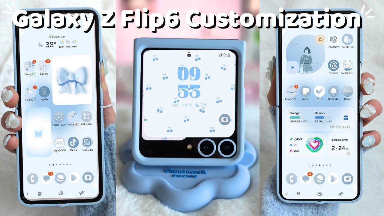 Samsung Galaxy Z Flip6 ✨️ | Aesthetic Customization 🩵 (ASMR)
