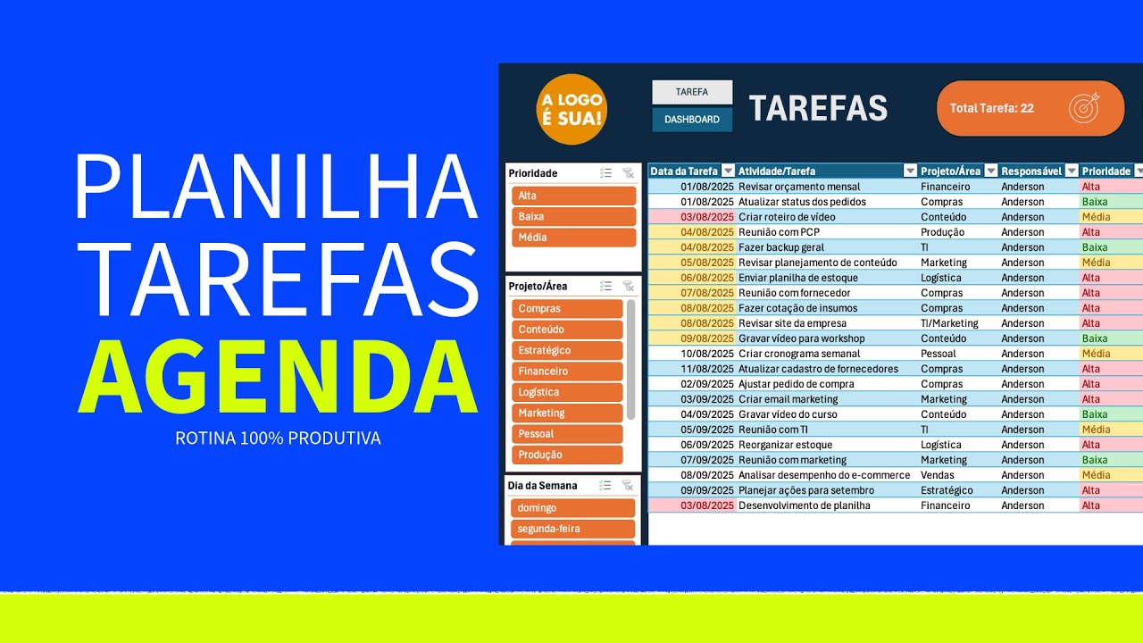 Planilha de Planejamento de Conteúdo para Redes Sociais