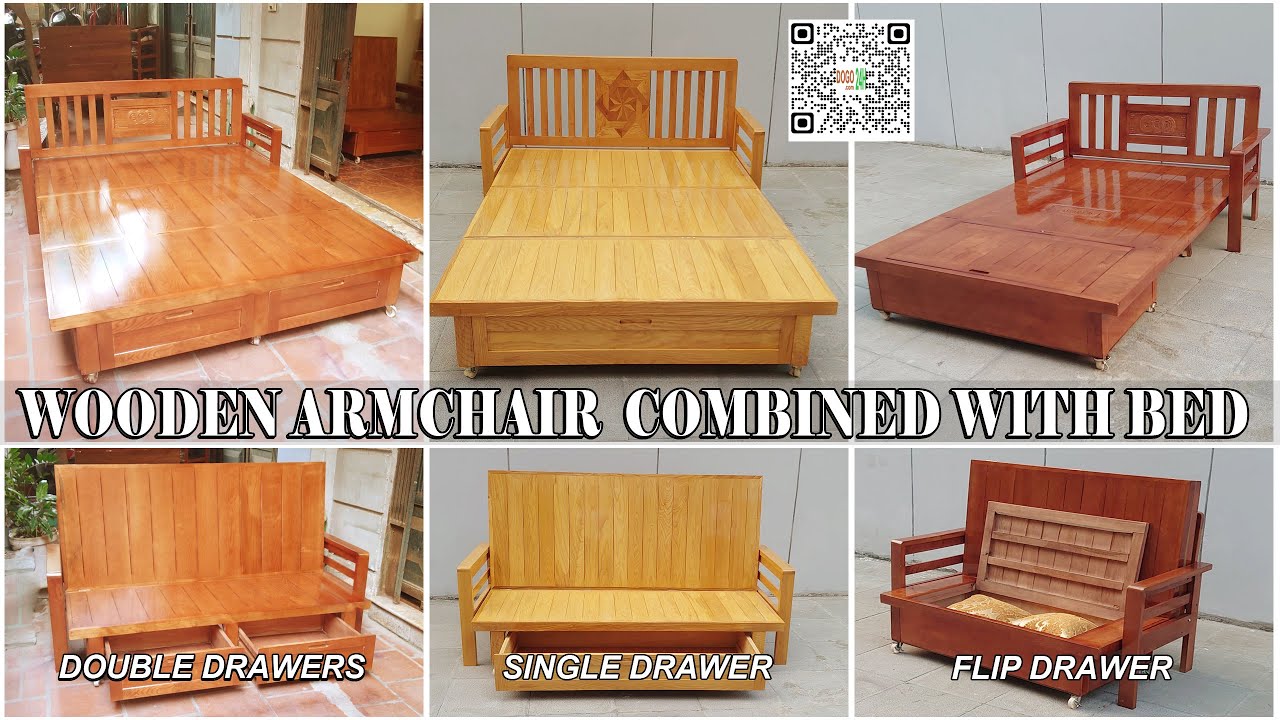 Wooden Armchair Bed Big Size For Small Room | Ghế Kết Hợp Giường Cỡ lớn Cho Phòng Hẹp | Do Go 24H