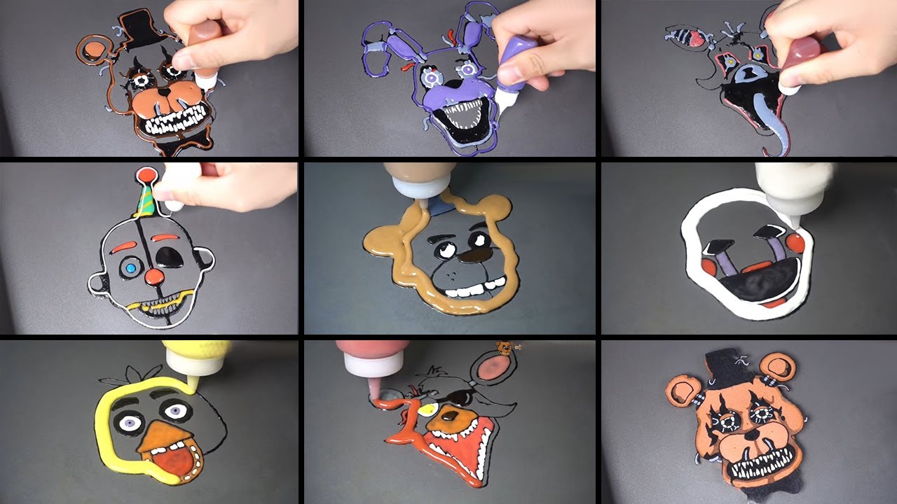 Five Nights At Freddy's The Twisted Ones Pancake Art - Freddy, Foxy, Bonnie, Chica, Fazbear, Puppet