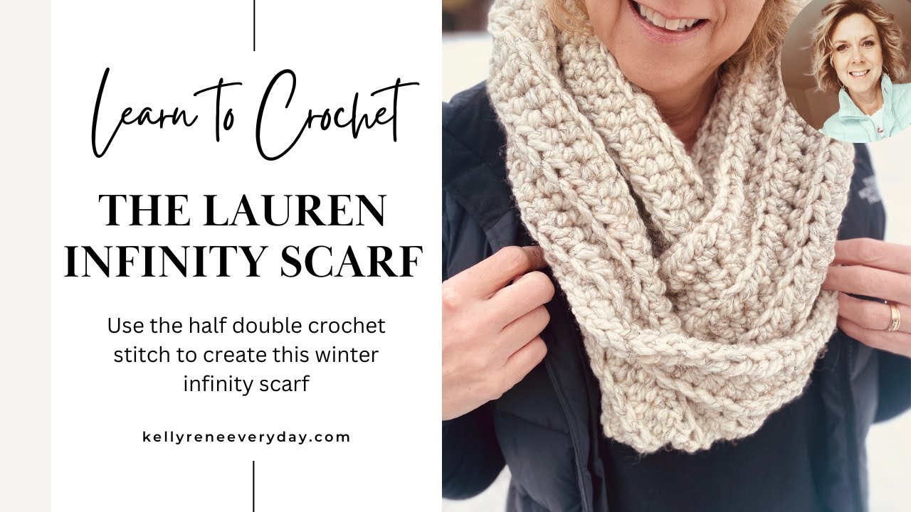 Learn to Crochet: The Lauren Infinity Scarf #crochetscarf