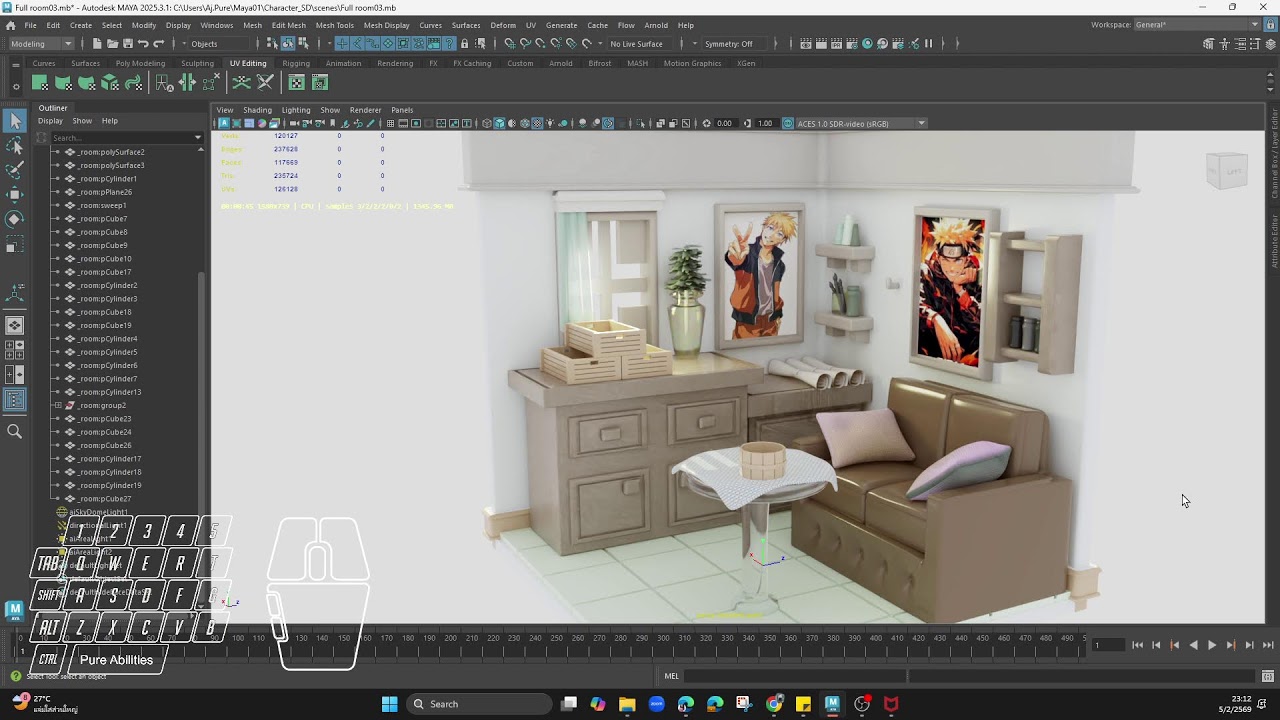 สอนจัดแสงห้อง 3D โปรแกรม มายา