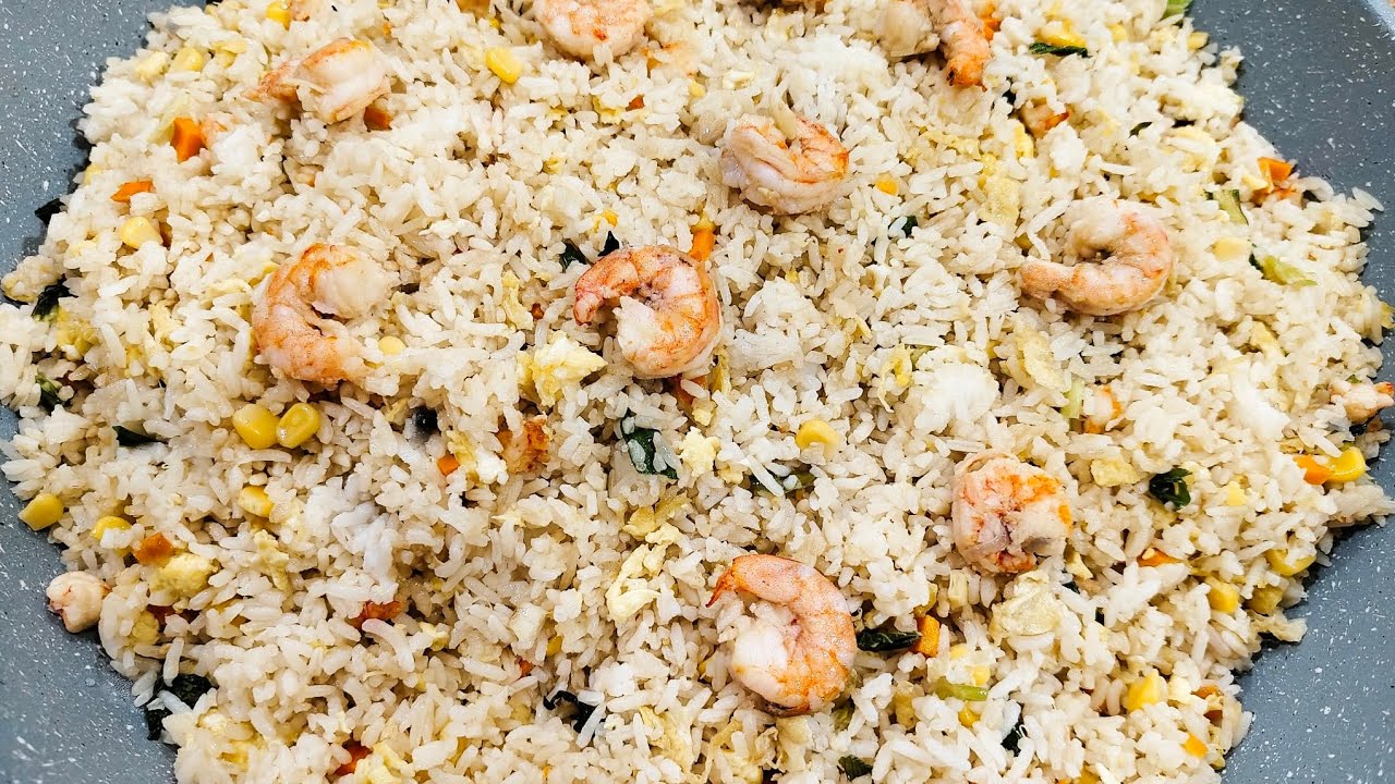 Bok Choy Fried Rice with Shrimp and mix vegetables 