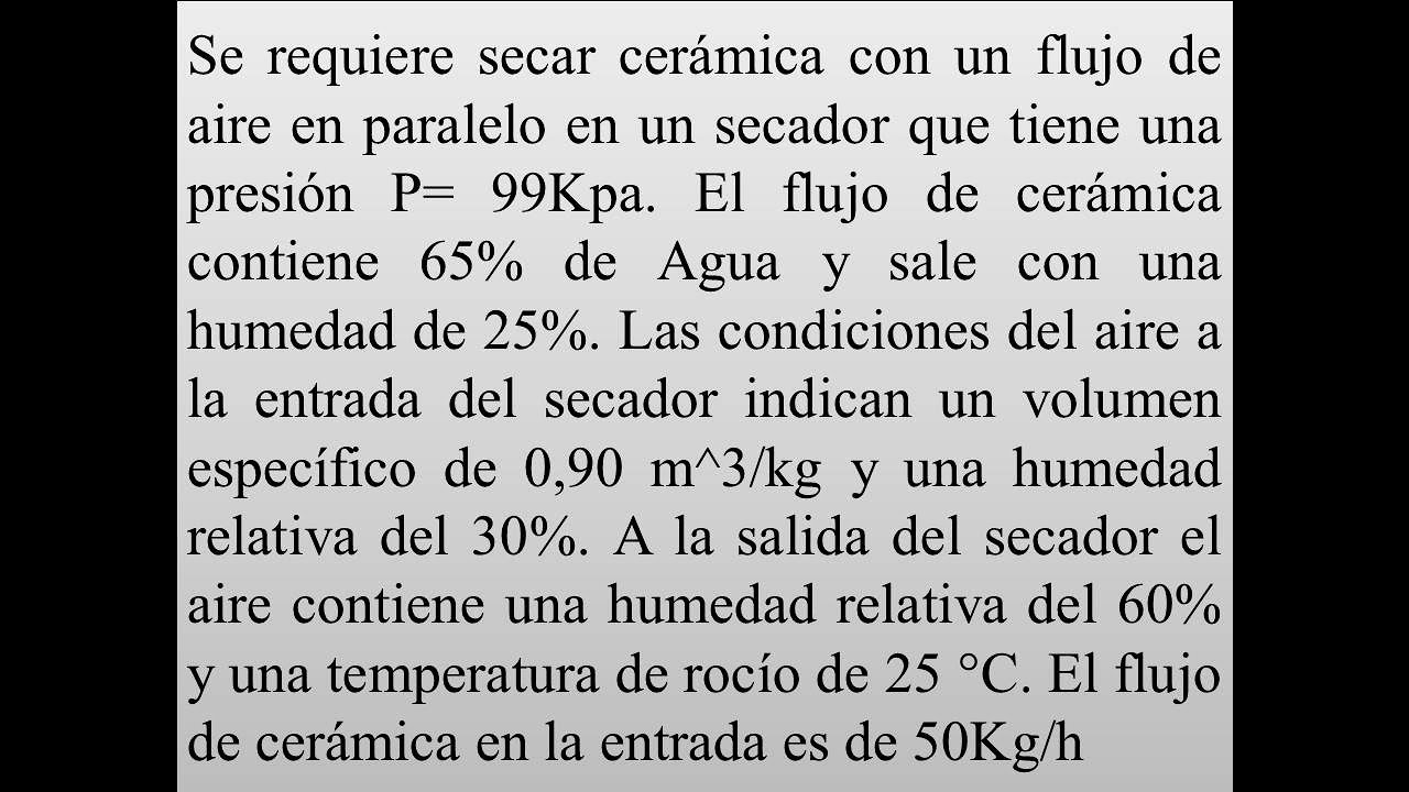 Ejercicio Secador de Cerámica y Carta Psicrométrica