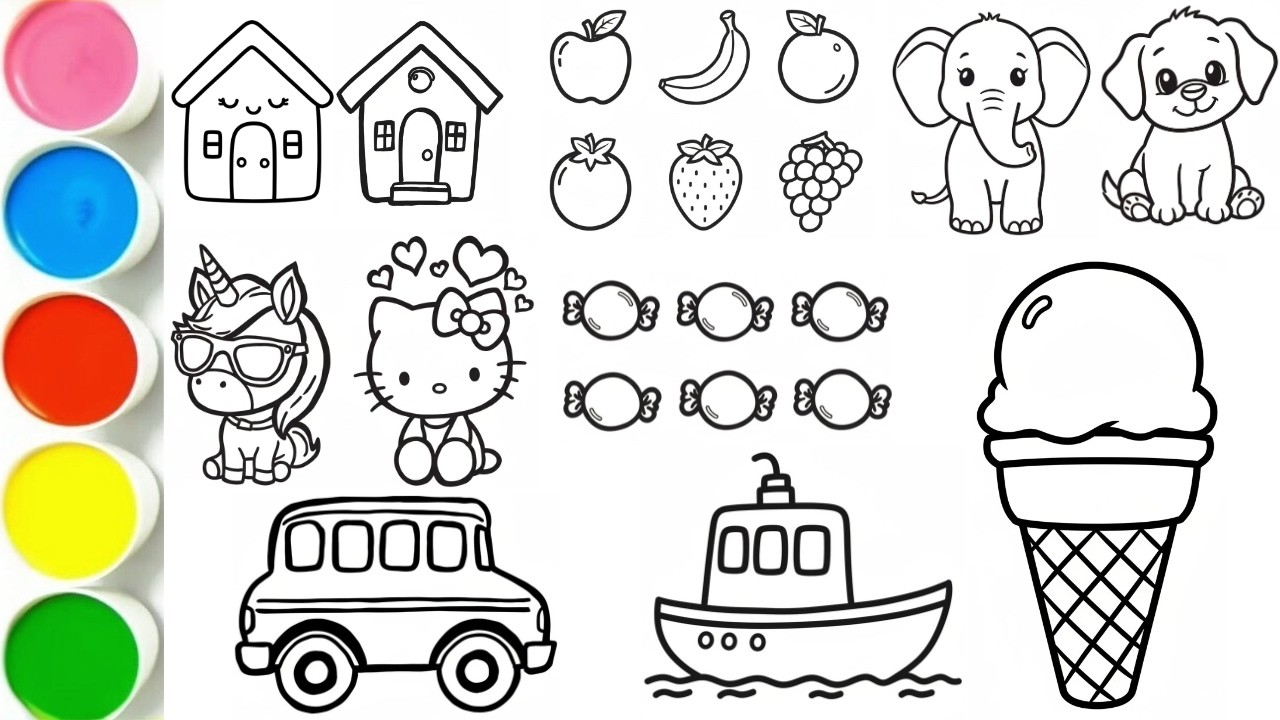 1 hour of Drawing and Coloring for Kids | Learn Animals for Toddlers