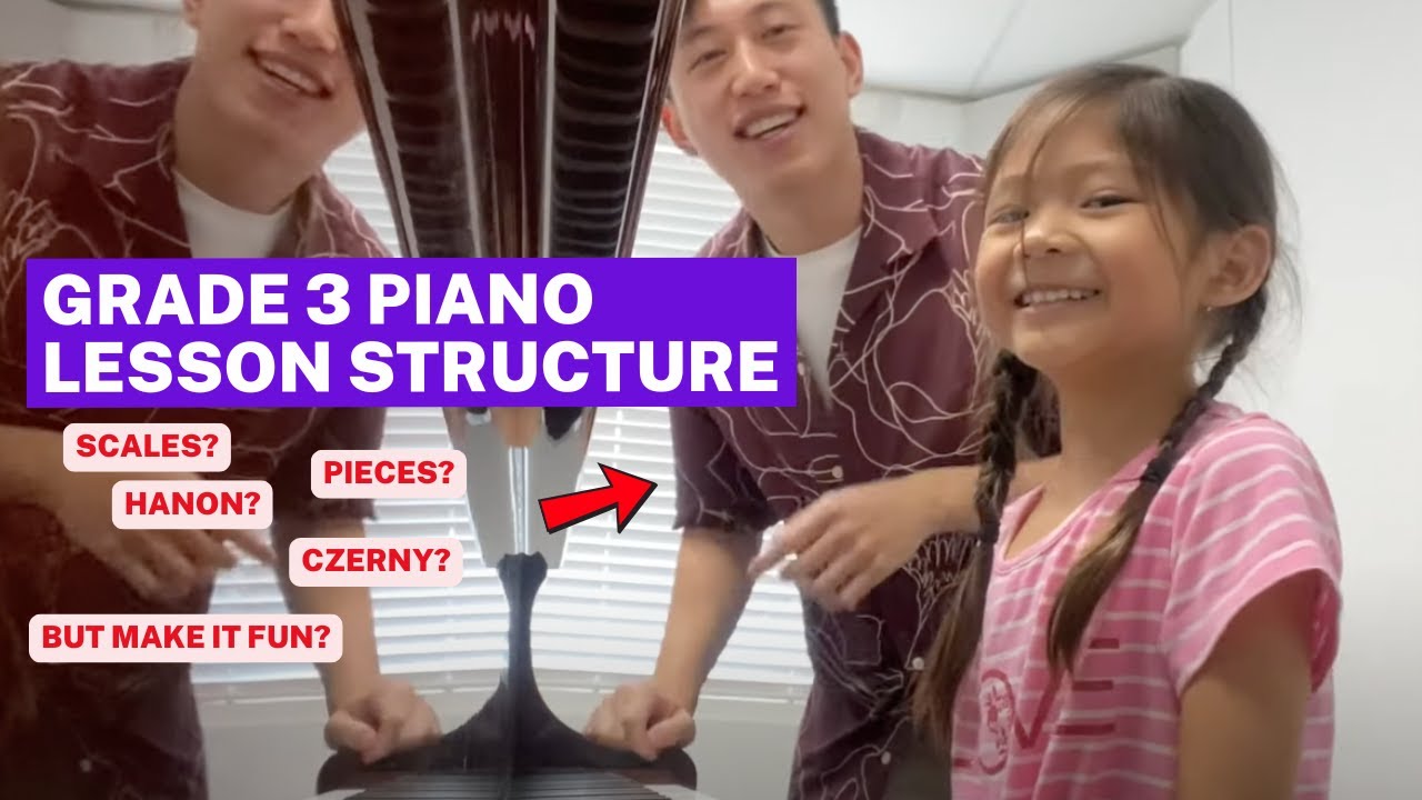 Lawrence teaches BUBBLY 6yo - Grade 3 piano lesson (technical work + pieces)