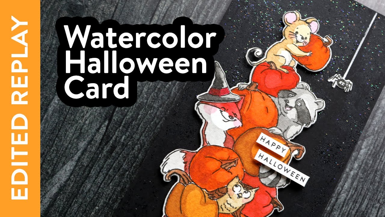 🔴 EDITED REPLAY! Watercolor Halloween card with Art Impressions!