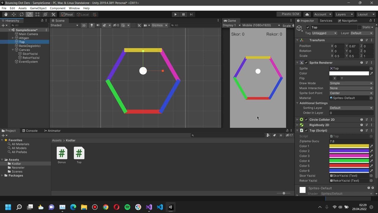 Unity | Bouncing Dot Ders 10 | Bekleme Ekranı Oluşturmak
