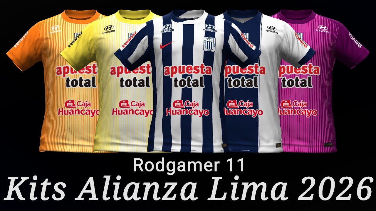 Kits/Camisetas del Club Alianza Lima temporada 2026 con/sin parche Liga 1/Libertadores eFootball PES