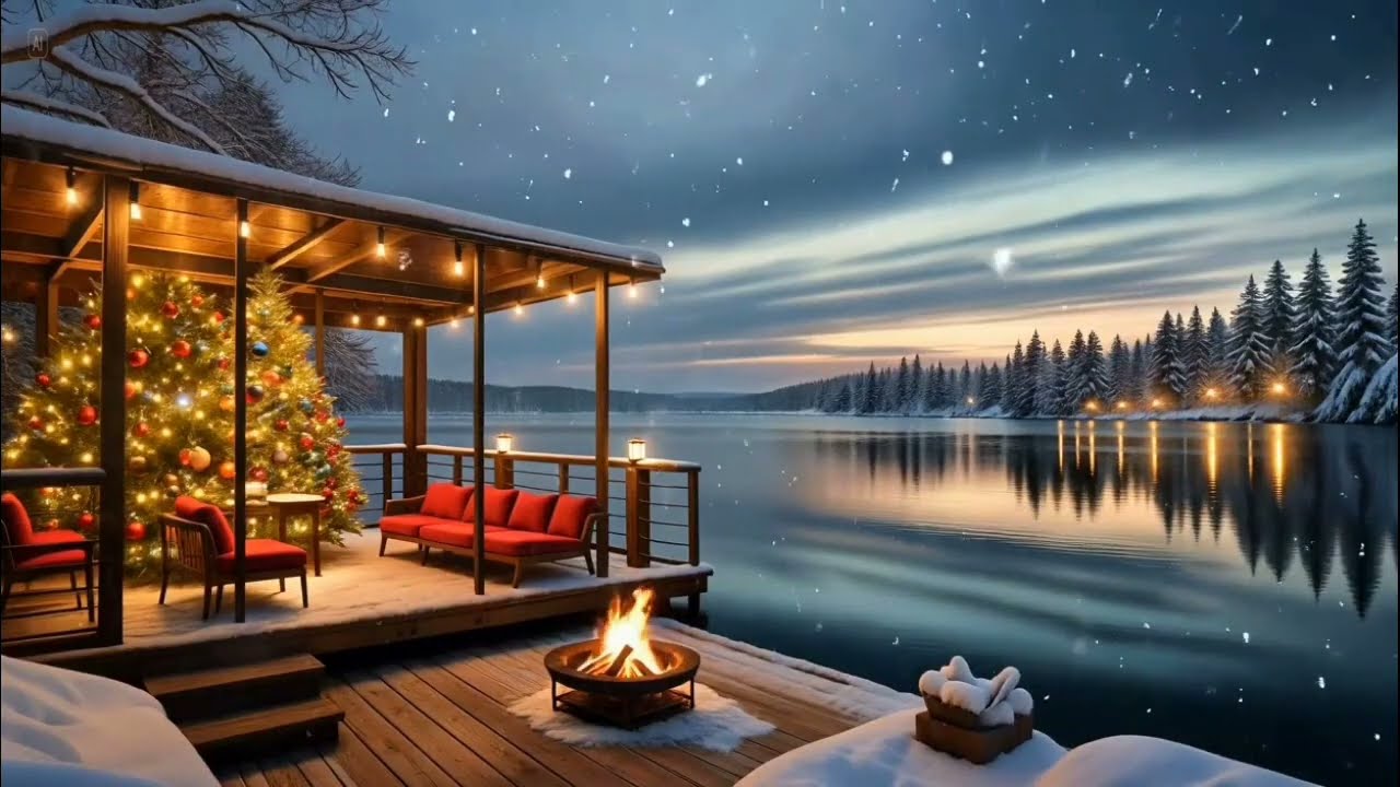 Cozy Winter Cabin Jazz ☃️ Outdoor Relaxing Jazz Music with Fireplace for Comfort & Calm Moments