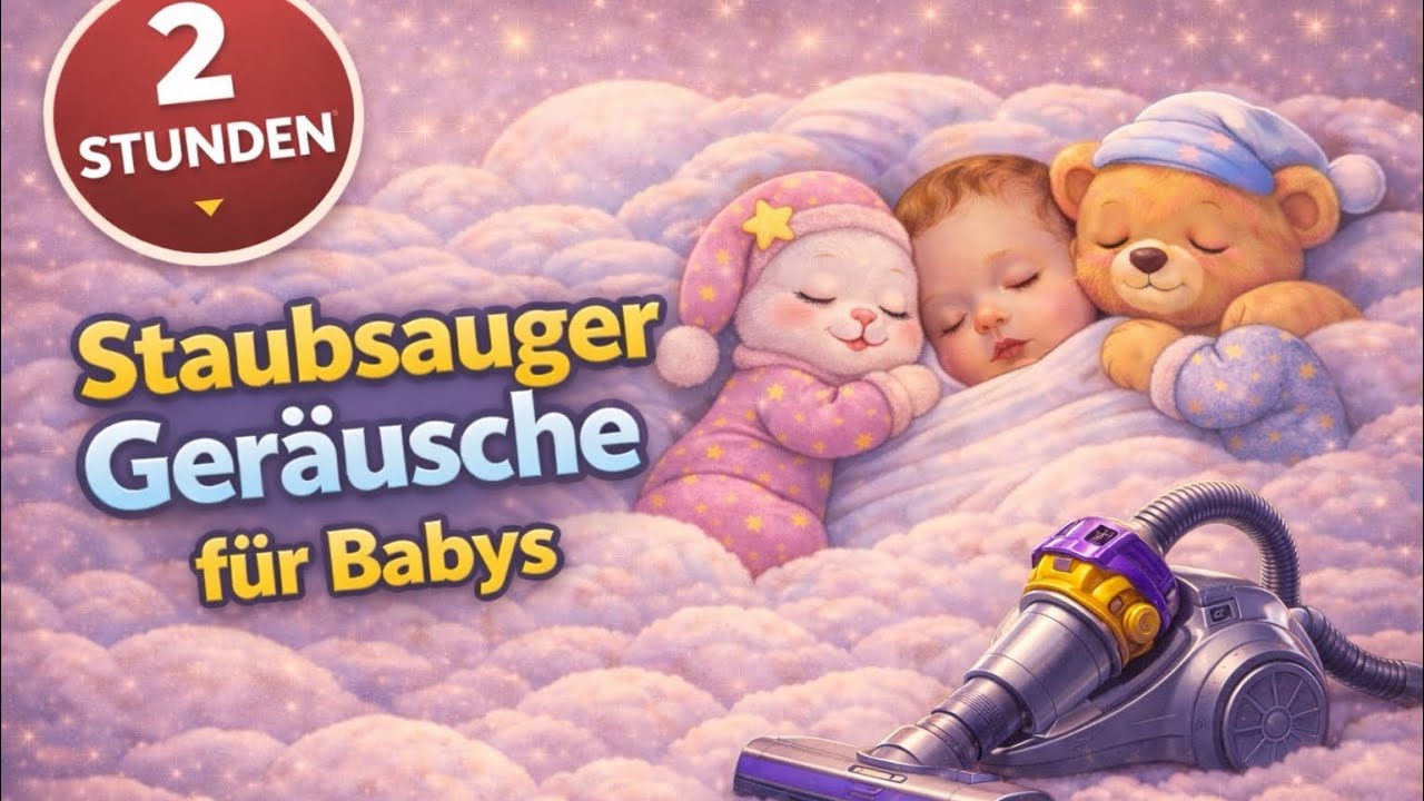 Baby schläft sofort 😴 Staubsauger Geräusche für Babys | 2 Stunden White Noise | Black Screen