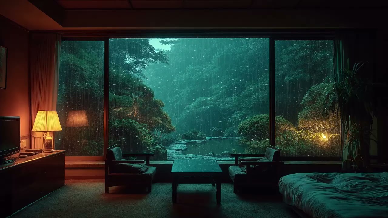 🛏️🌙A Peaceful Rainy Night Bedroom | Soft Piano & Rain Ambience – 3 Hours Calm Meditation Study Relax