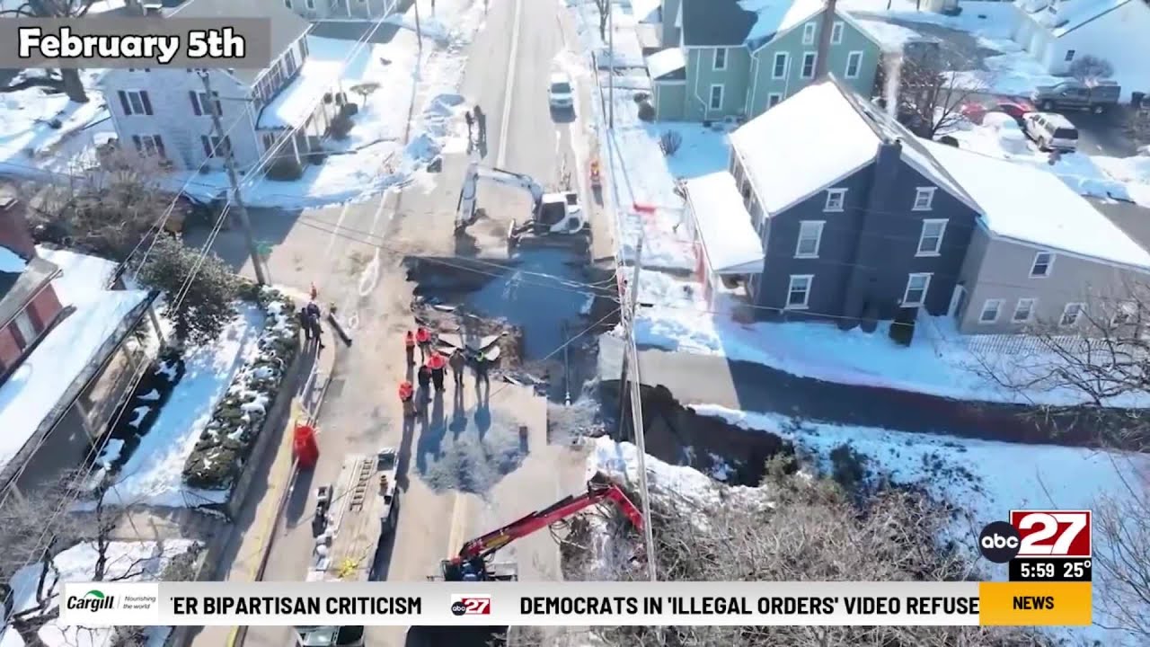 Disaster emergency declared as crews continue to fill huge Lancaster County sinkhole
