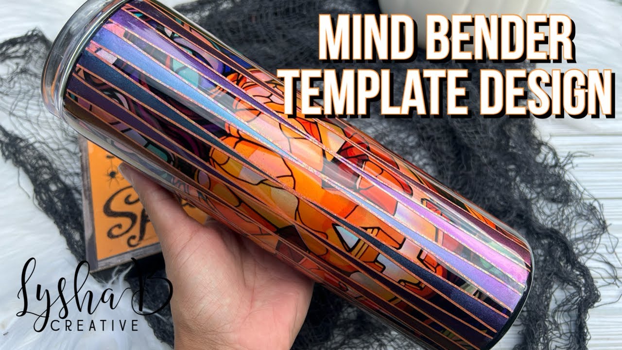 Mind bender tumbler template, Spooky Tumbler template design, Using mica over cat scratch paper