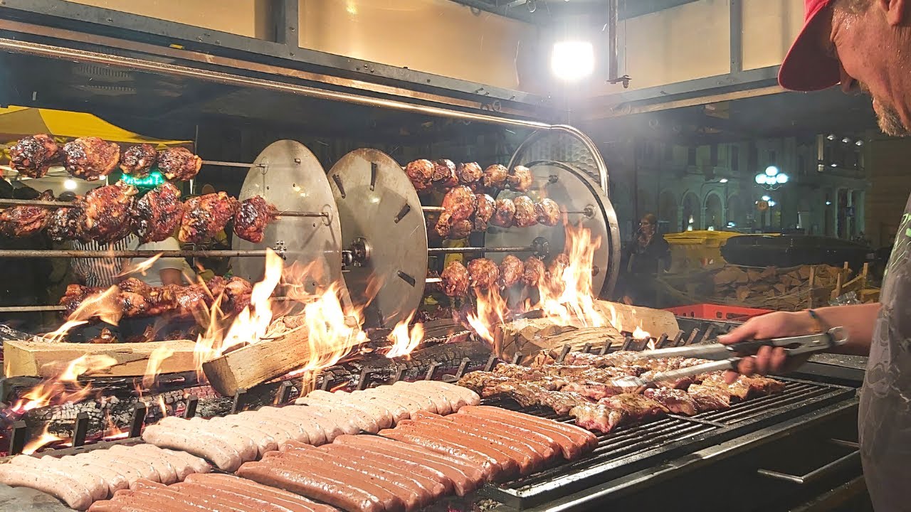 Biggest Rotisserie Ever, Huge Sausages, Stuffed Burgers and more. Street Food Event in Italy