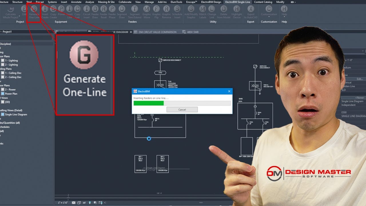 This can automaticaly GENERATE a one-line?! - Design Master ElectroBIM ⚡️