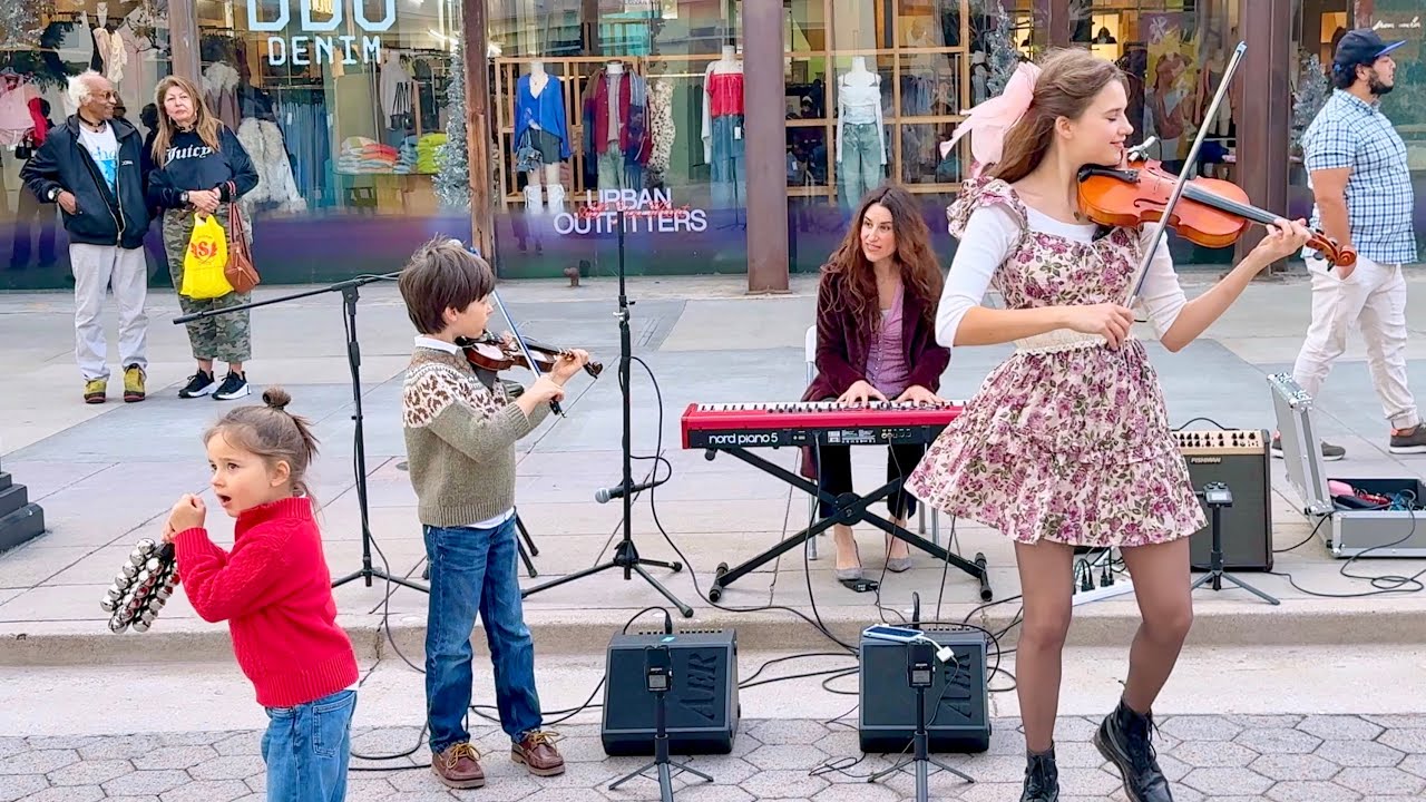 We Wish You a Merry Christmas – Magical Family Street Performance | The Protsenko Family